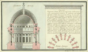 Проектные чертежи купола храма Христа Спасителя, представленные на рассмотрение императору Александру I в 1824 году. РГВИА